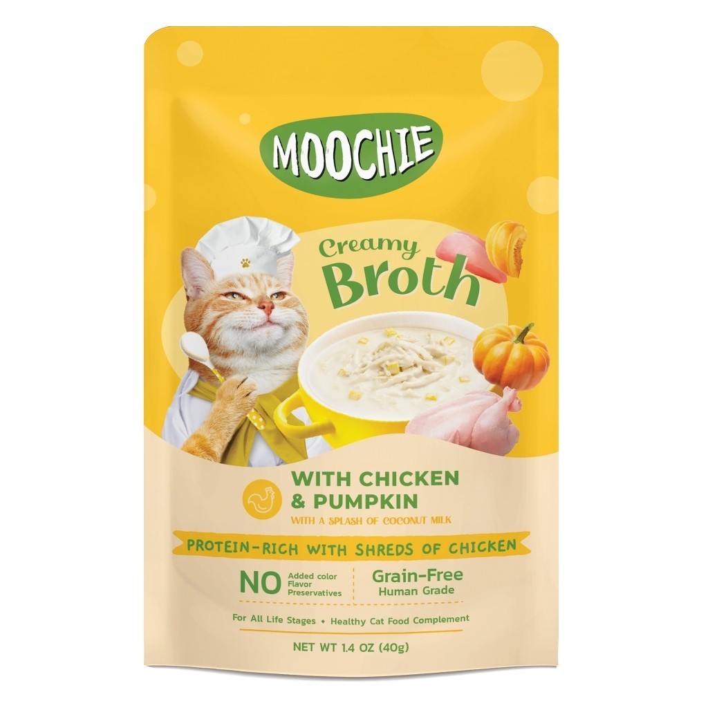 Moochie Cat Creamy Broths 40g - Katsuobushi, Kanikama, Bonito, Salmon, Tuna,
