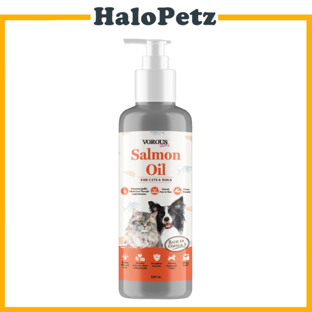 Vorous Wellness Oil for Cats & Dogs 120ml | Salmon, Egg Yolk, Sardine & Krill