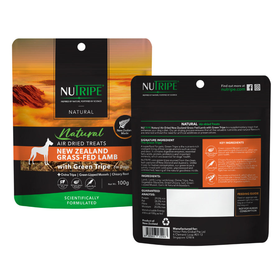 Nutripe Natural Air-Dried with Green Tripe Dog Treats 100g