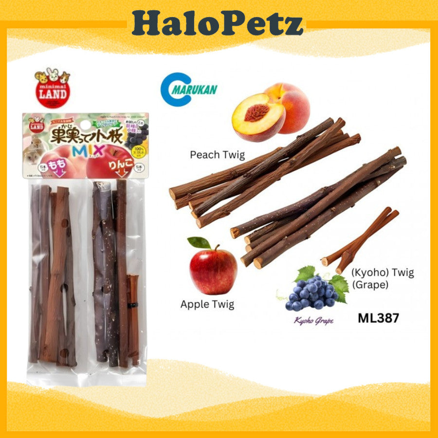 Marukan Tree Twigs Small Animals | Papaya| Grape | Peach |Timothy Stick Apple