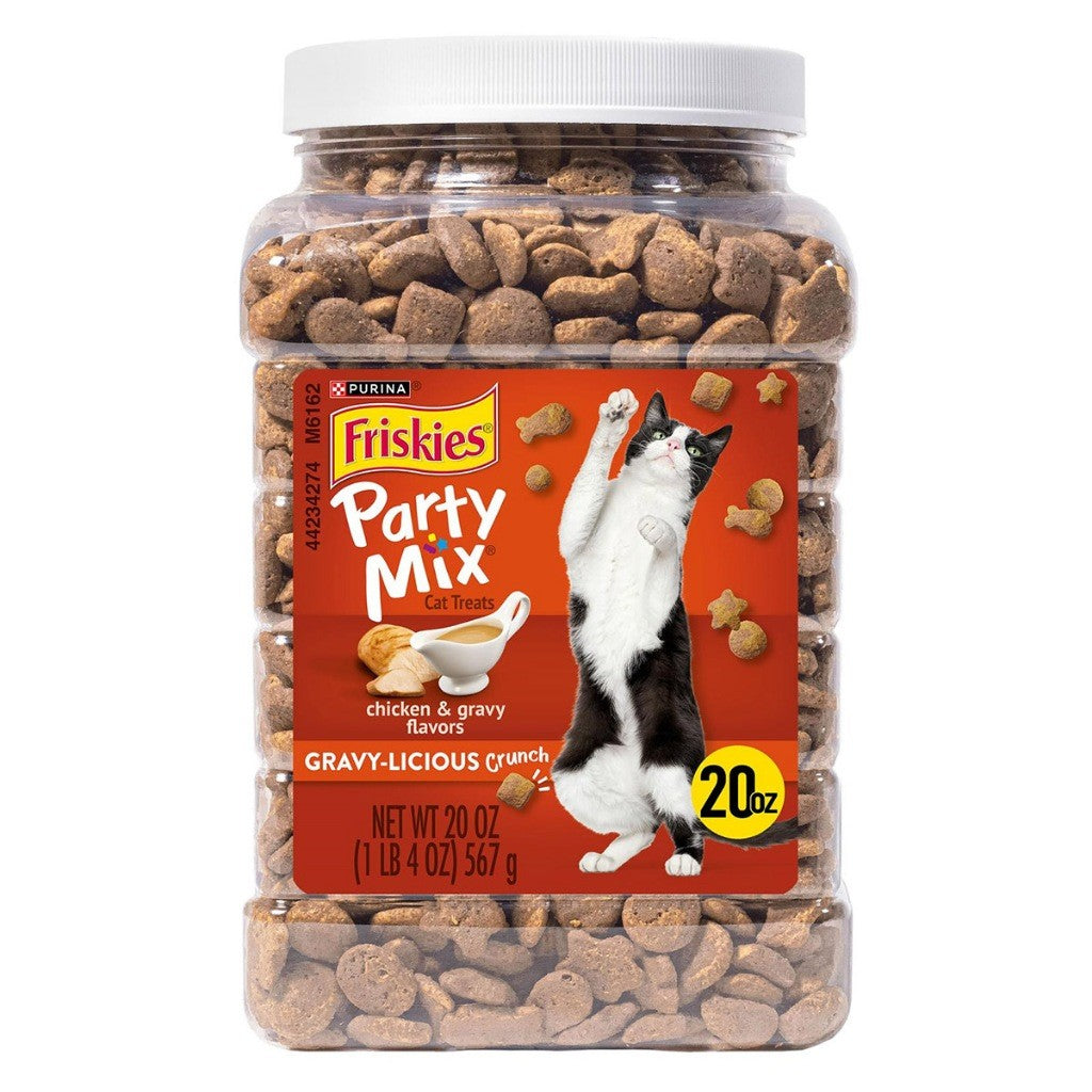 Friskies Party Mix Cat Treats Tub 20oz | Chicken | Gravy-licious