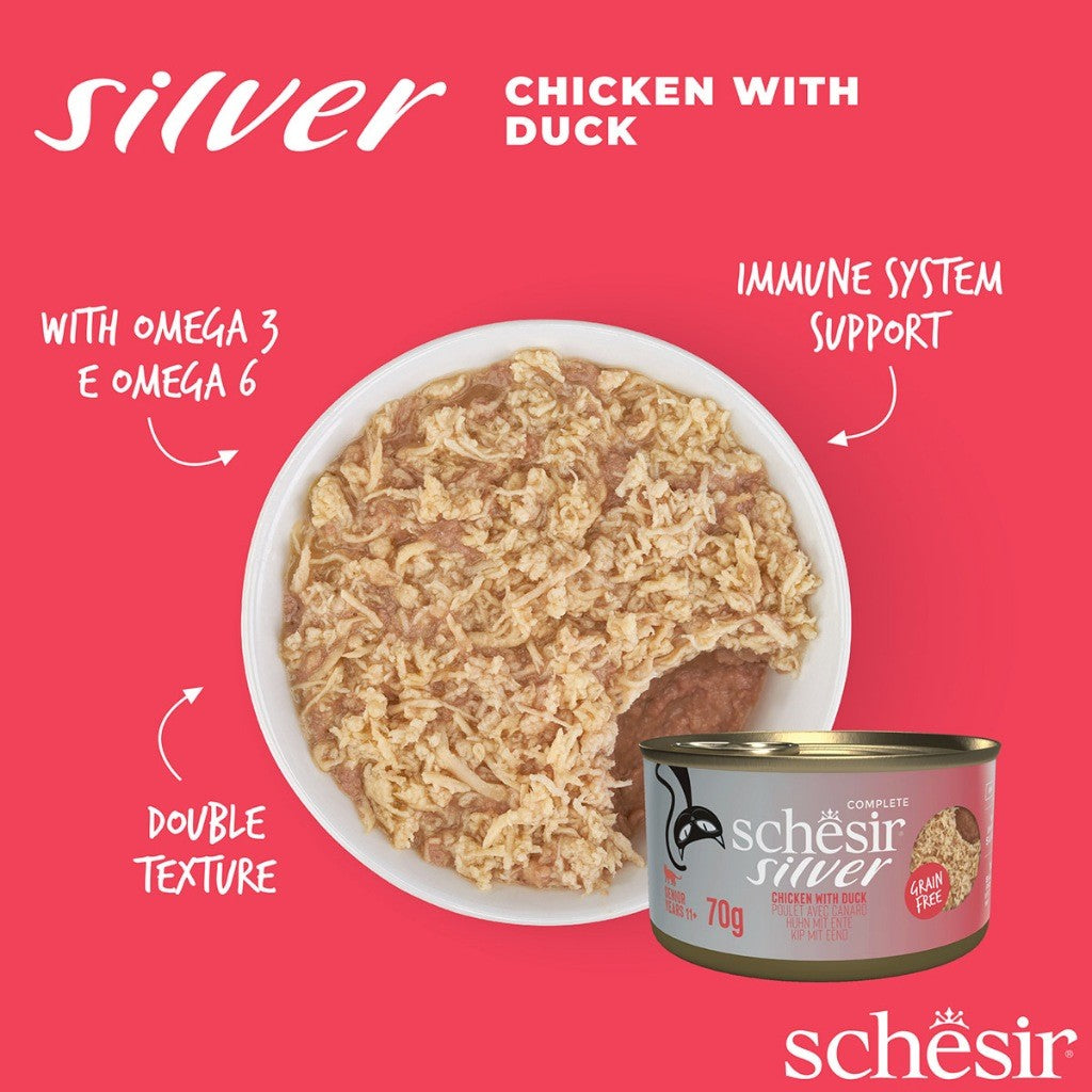 Schesir Silver Mousse Wet Cat Food Pouch for Senior Cats 80g