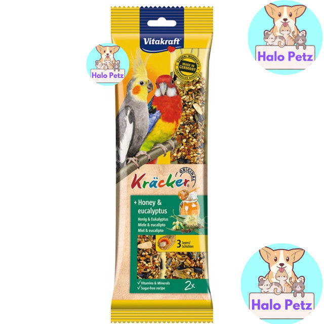 Vitakraft Kracker Bird Treats | Lovebird Honey & Sesame, Apricot & Fig Budgerigar, Almonds, Honey Eucalyptus