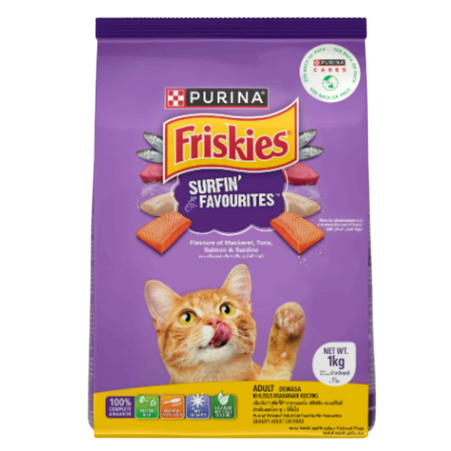Purina Friskies Dry Cat Food 1kg | Meaty | Seafood | Surfin | Indoor