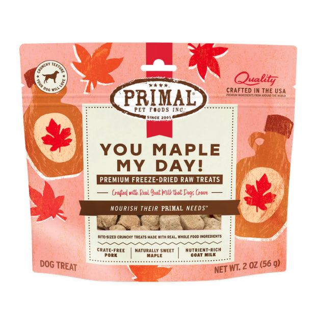 Primal Freeze Dried Raw Dog Treats 2oz | Butter Banana Pumpkin Maple Flavours