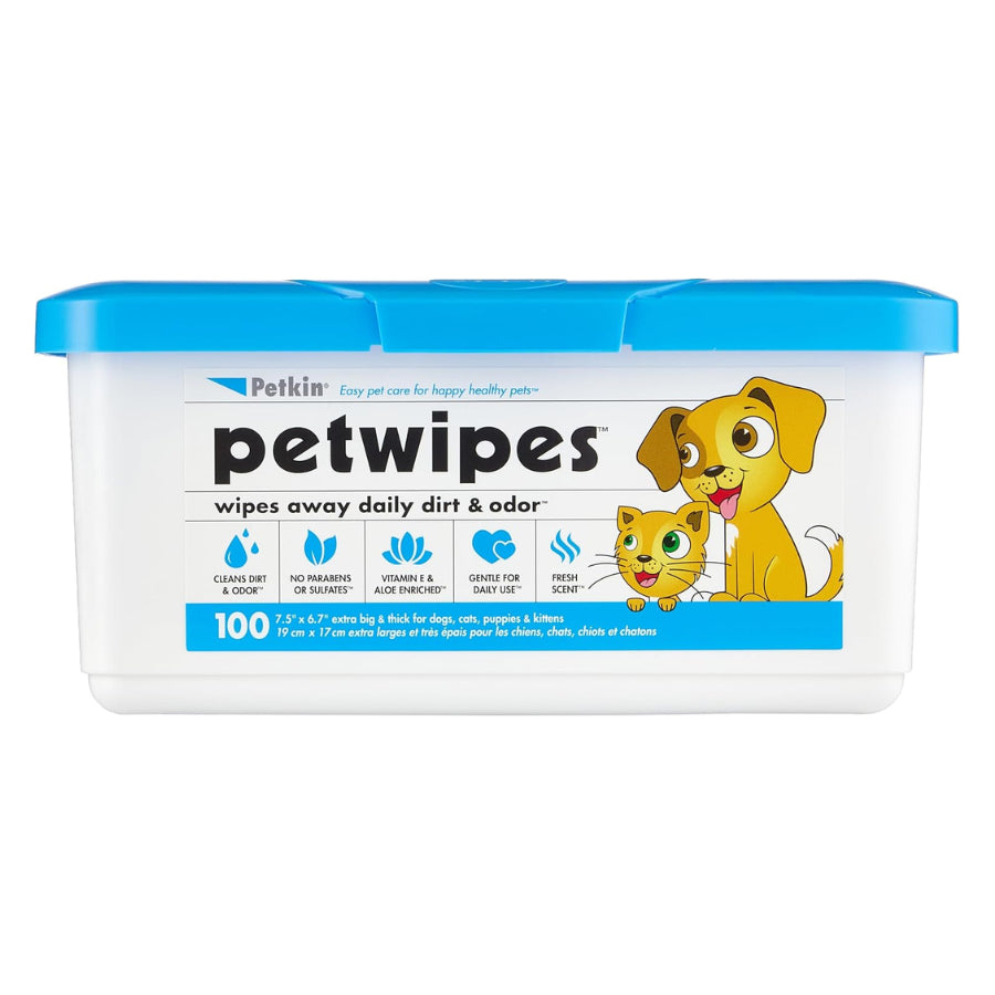 PETKIN Plaque Tooth Wipes, Ear Wipes & Eye Wipes for Dogs & Cats | Daily Grooming Wipes