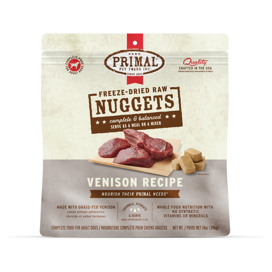 Primal Freeze Dried Raw Dog Food Nuggets 14oz | Beef Chicken Duck Lamb Pork Rabbit Turkey Venison