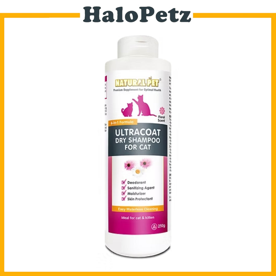 Natural Pet Ultracoat Dry Shampoo For Cat | Waterless Cleaning | Deodorize