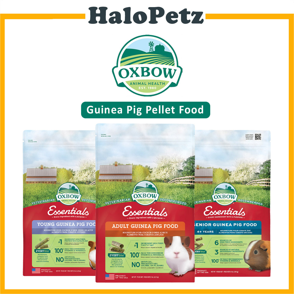Oxbow Essential Guinea Pig Food -Adult, Young, Senior