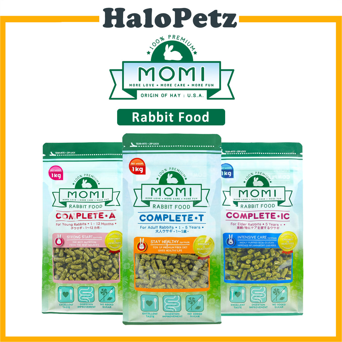 Momi Complete Diet Pellets for Rabbit 1 KG | Adult | Young