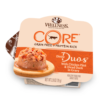 Wellness CORE Divine Duos Grain-Free Wet Cat Food 2.8oz | Pâté + Topper in One