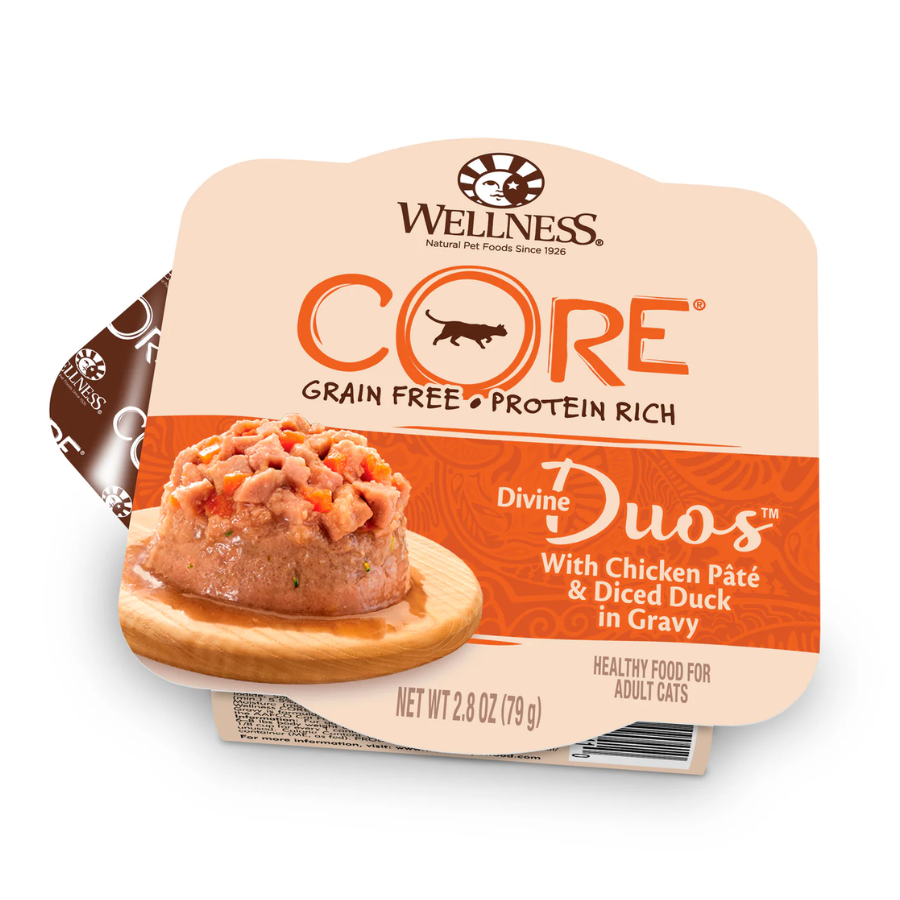 Wellness CORE Divine Duos Grain-Free Wet Cat Food 2.8oz | Pâté + Topper in One