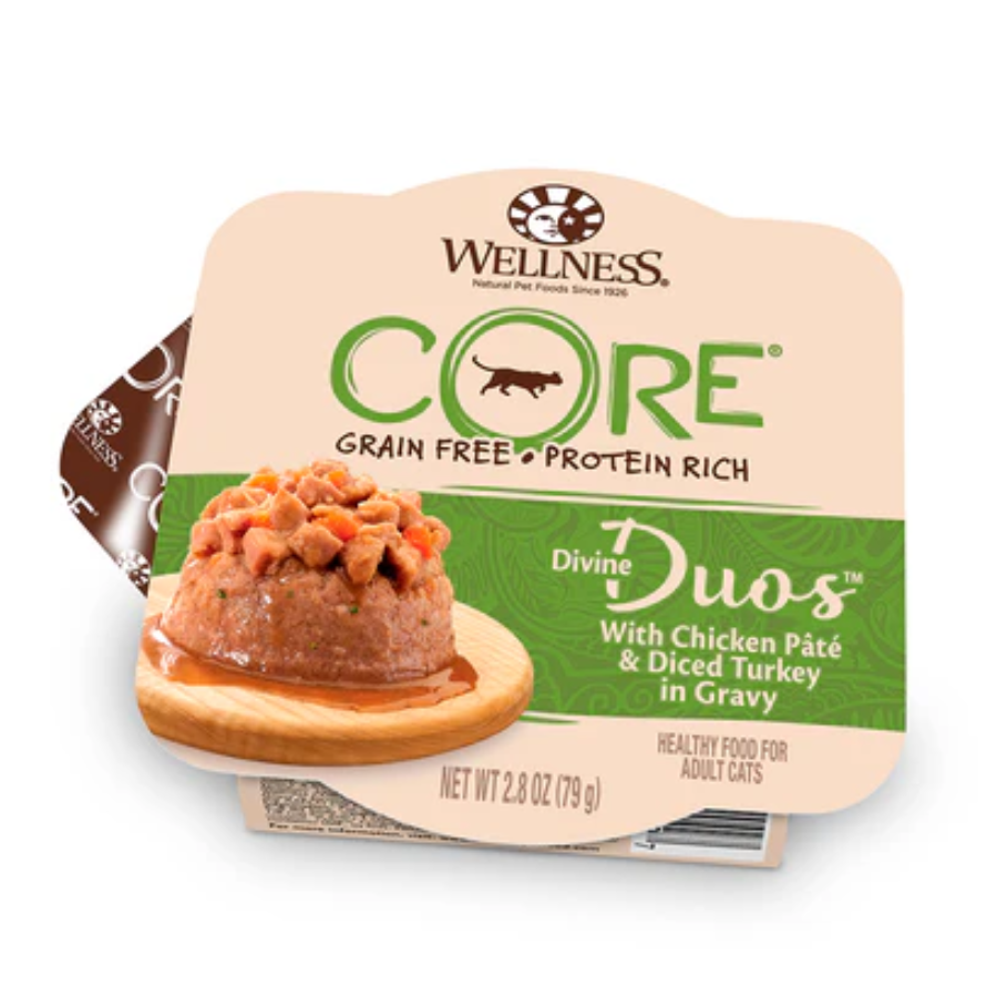 Wellness CORE Divine Duos Grain-Free Wet Cat Food 2.8oz | Pâté + Topper in One