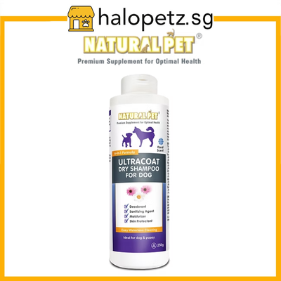 Natural Pet Ultracoat Dry Shampoo For Dog 250g | Sanitizing Agent | Deodorant |