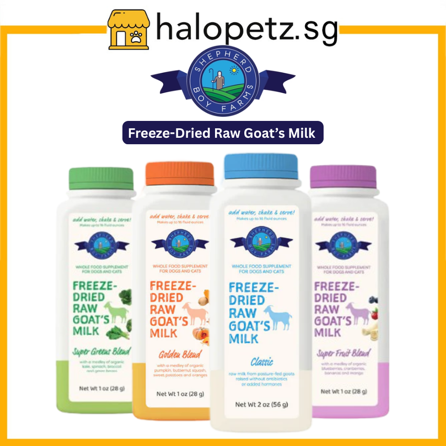 Shepherd Boy Farms Freeze Dried Raw Goat Milk for Dogs and Cats | Pet Milk | Classic Blend | Golden | Super Fruit | Green