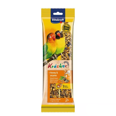 Vitakraft Kracker Bird Treats | Lovebird Honey & Sesame, Apricot & Fig Budgerigar, Almonds, Honey Eucalyptus