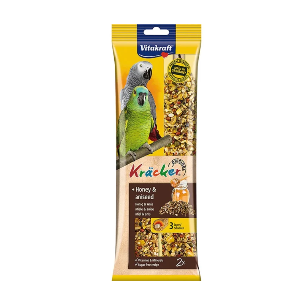 Vitakraft Kracker Bird Treats | Lovebird Honey & Sesame, Apricot & Fig Budgerigar, Almonds, Honey Eucalyptus