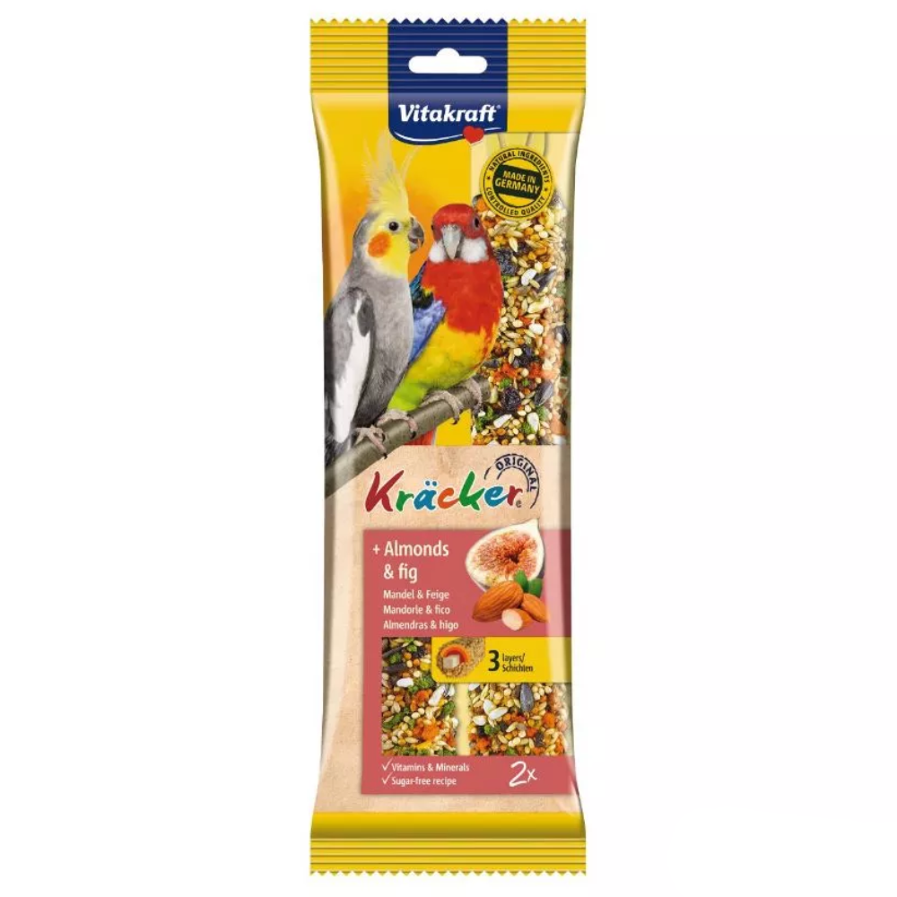 Vitakraft Kracker Bird Treats | Lovebird Honey & Sesame, Apricot & Fig Budgerigar, Almonds, Honey Eucalyptus