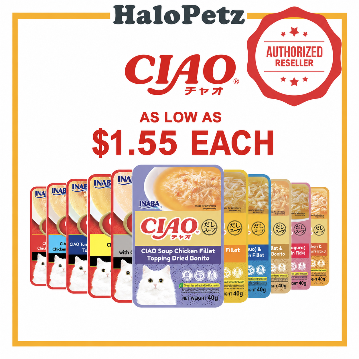 Ciao Pouch wet Cat Food 40g | Creamy Soup Pouch Wet Cat Food