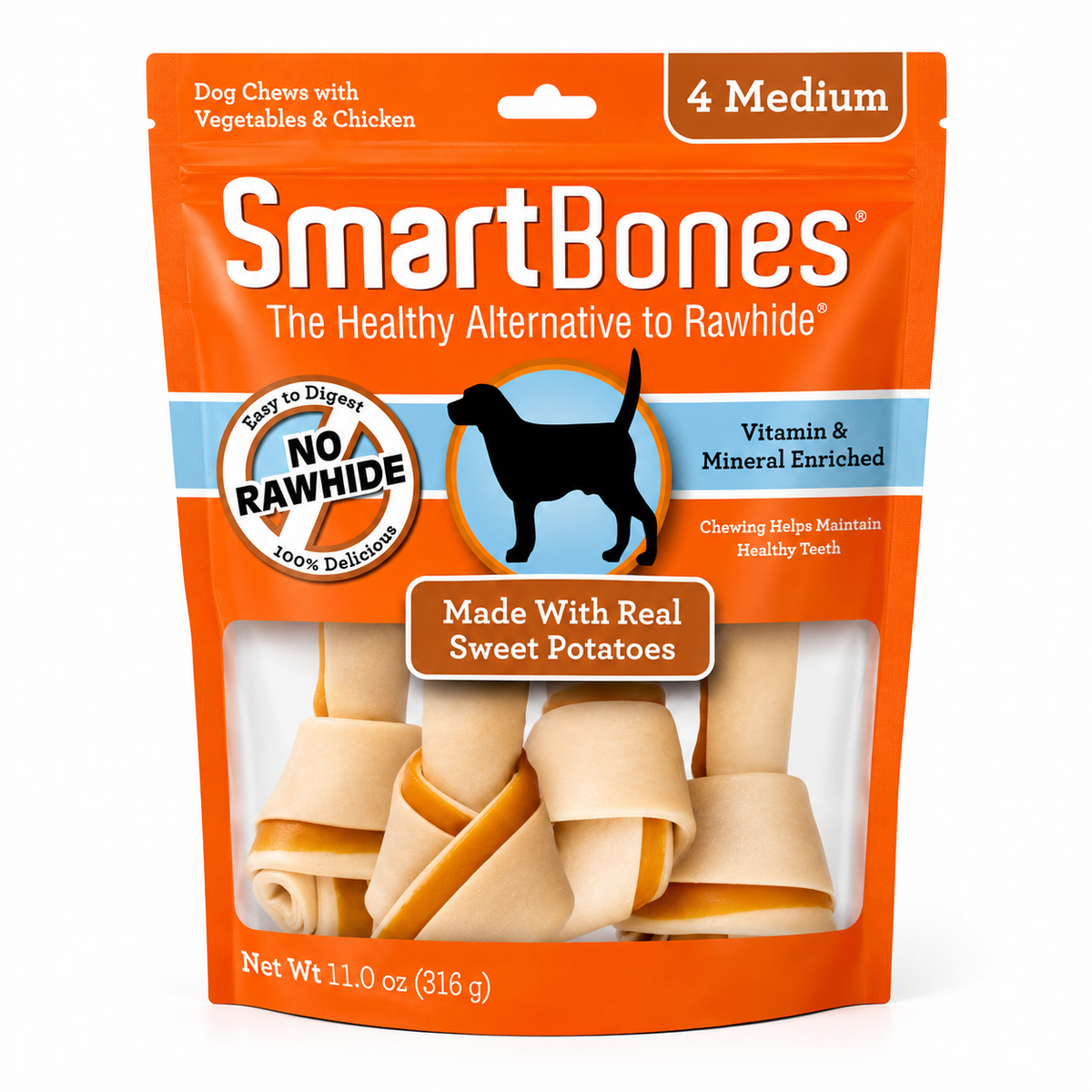 Smartbones Classic Bone Chew | Chicken, Bacon Cheese |Peanut Butter, Dental, Grain Free Holistic