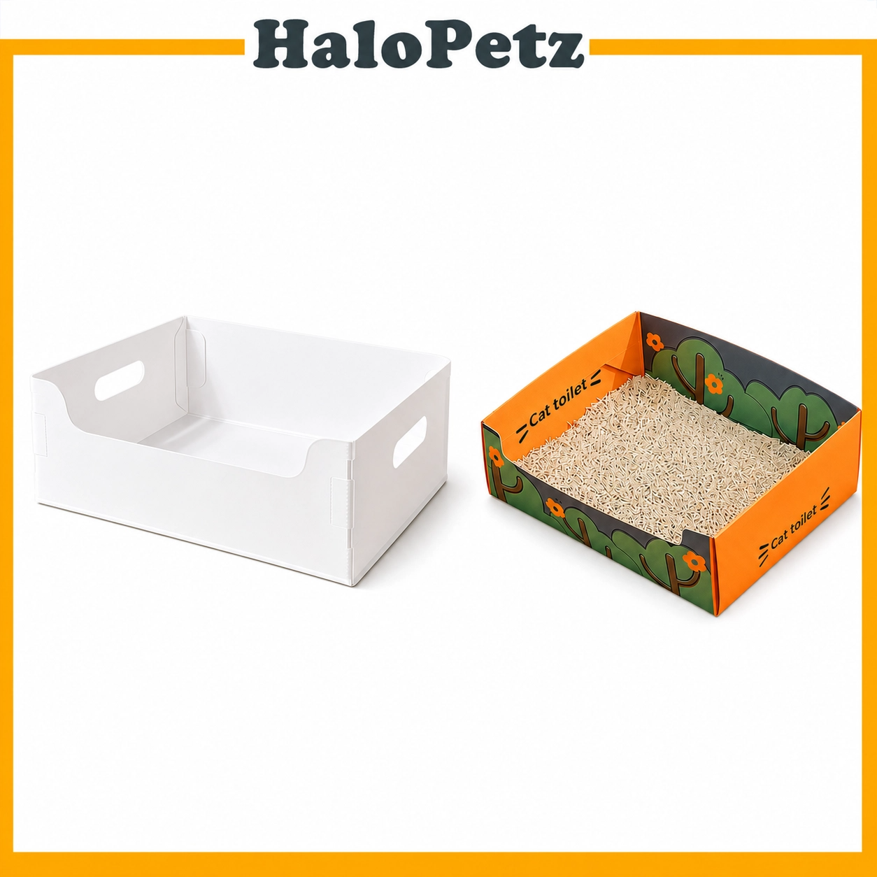 Cat Litter Box Portable Foldable Cat Toilet Splash-Proof Disposable Paper Tray for Travel