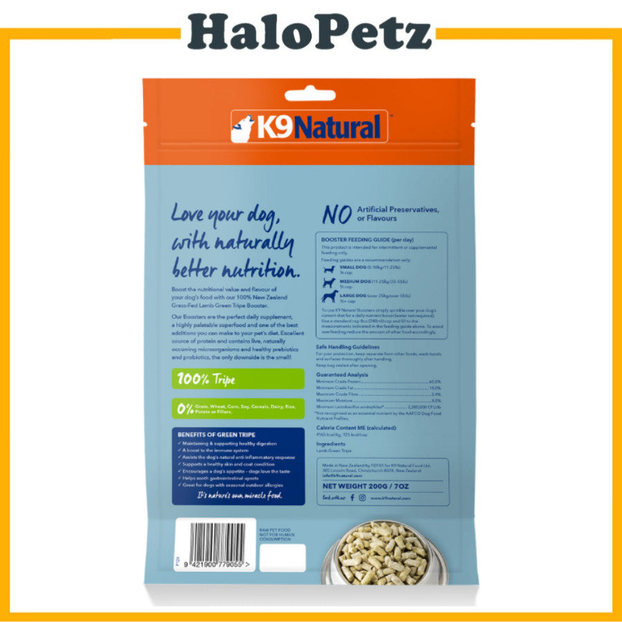 K9 Natural Freeze Dried Lamb Green Tripe and Beef Tripe Booster Dog Food