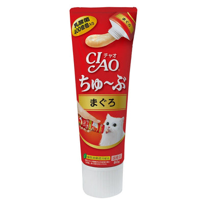 Ciao Churu Tube Liquid Cat Treats 80g | Meal Topper | Meow Chicken Fillet Tuna Maguro Fiber Hair Ball Care