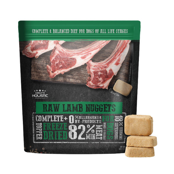 Absolute Holistic Freeze Dried Raw Nuggets Dog Food 14oz | Lamb Beef Salmon Pork Duck