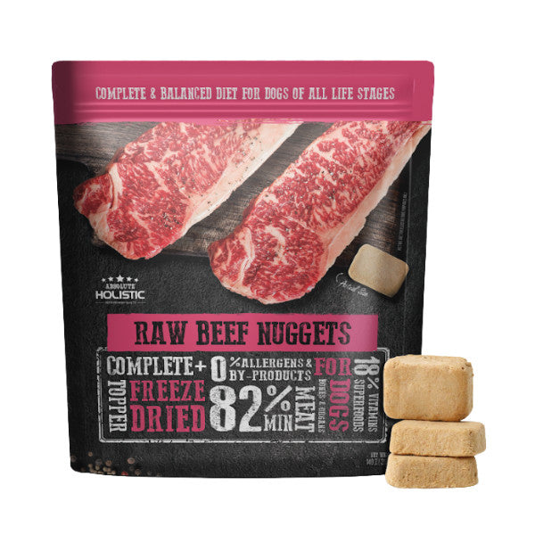 Absolute Holistic Freeze Dried Raw Nuggets Dog Food 14oz | Lamb Beef Salmon Pork Duck