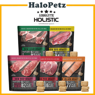 Absolute Holistic Freeze Dried Raw Nuggets Dog Food 14oz | Lamb Beef Salmon Pork Duck