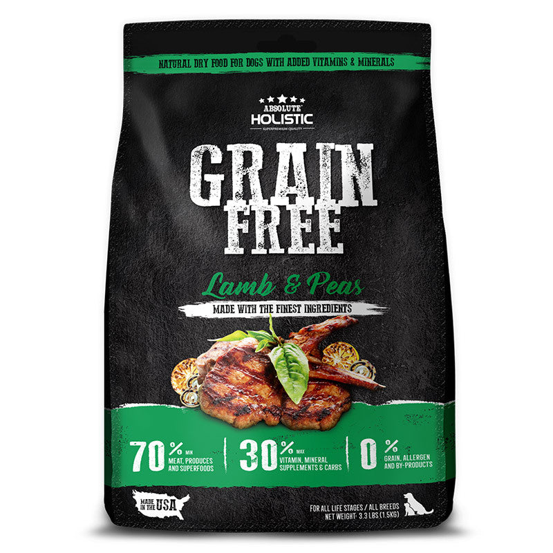Absolute Holistic Grain-Free Kibbles for Dogs 22lbs | Duck Pork Lamb Salmon