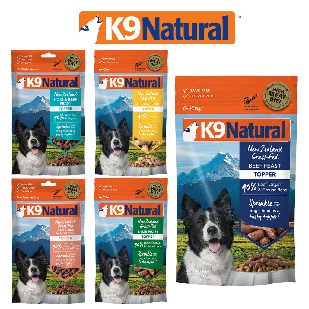 K9 Natural Freeze Dried Dog Food Topper 100g -Lamb, Salmon, Beef, Hoki, Chicken