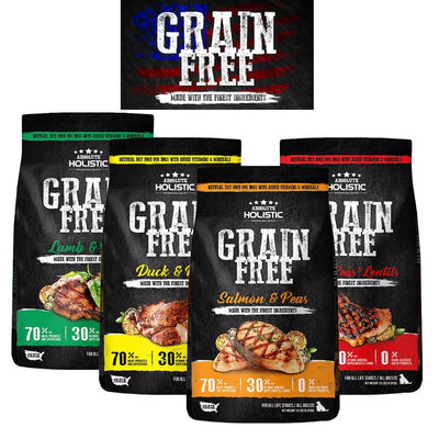 Absolute Holistic Grain-Free Kibbles for Dogs 22lbs | Duck Pork Lamb Salmon