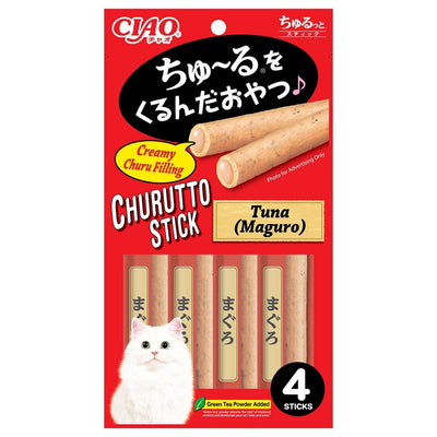 Ciao Churutto Stick Liquid Cat Treats (7g x 4's) | Wrapped in Grilled Chicken & Bonito |Maguro Scallop Torisasami Katsuo