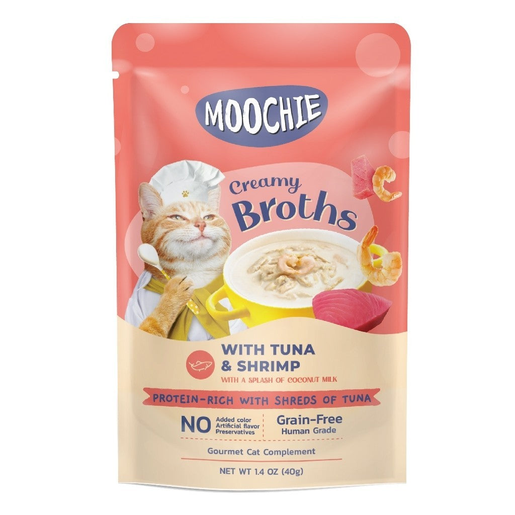 Moochie Cat Creamy Broths 40g - Katsuobushi, Kanikama, Bonito, Salmon, Tuna,