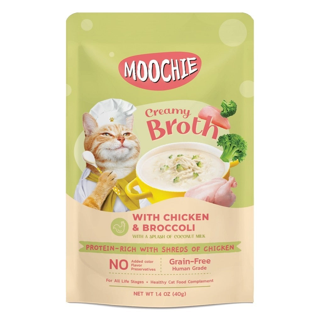 Moochie Cat Creamy Broths 40g - Katsuobushi, Kanikama, Bonito, Salmon, Tuna,