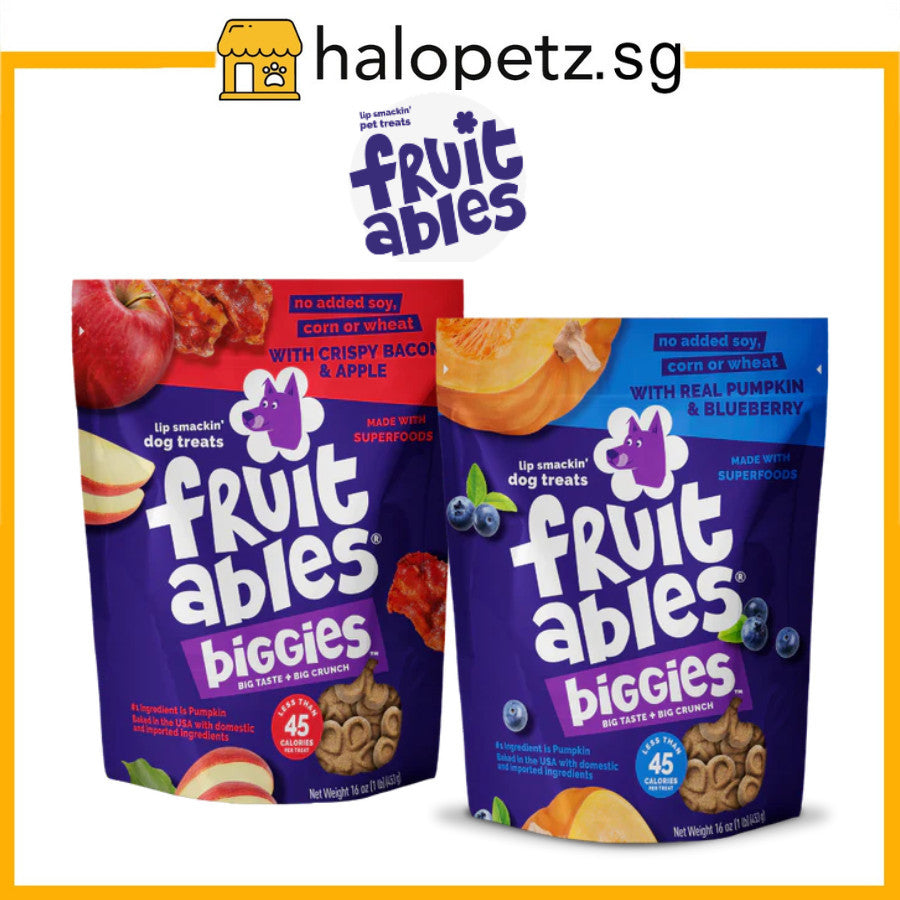 Fruitables Biggies Dog Treats | Bacon Apple | Pumpkin Blueberry