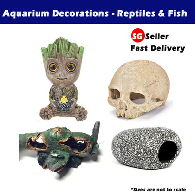 Resin Aquarium Decoration | Driftwood Cave, Skull & Plane Wreck Hideout