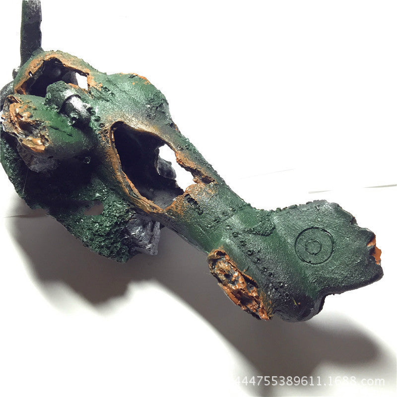 Resin Aquarium Decoration | Driftwood Cave, Skull & Plane Wreck Hideout