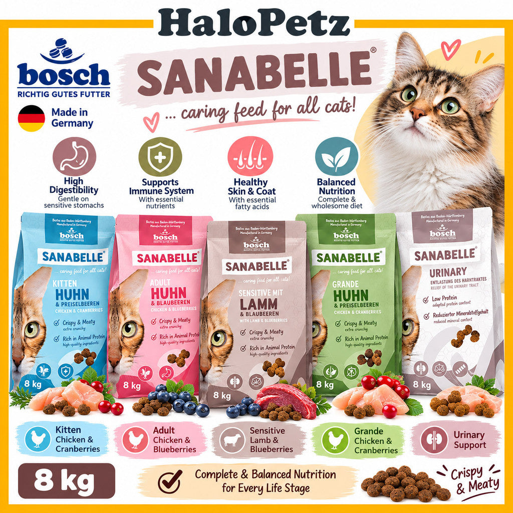 Sanabelle Cat Dry Food 8kg | Adult Sensitive Lamb Poultry Urinary Hair & Skin Grande