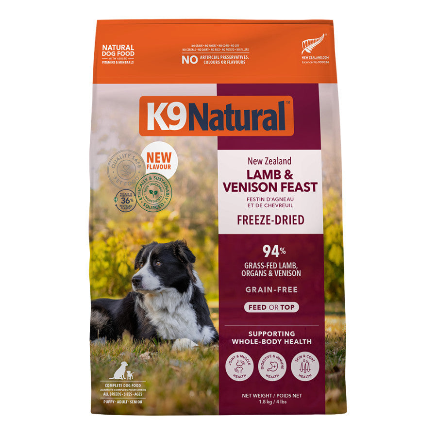 K9 Natural Freeze-Dried Dog Food | Grain Free High Meat | Beef, Lamb, Chicken & Salmon