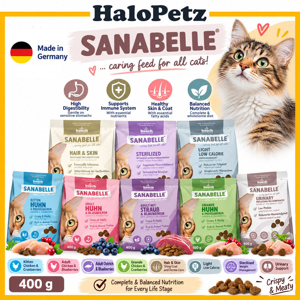 Sanabelle Cat Dry Food 400g Kitten Adult Sensitive Lamb Poultry Urinary Hair & Skin