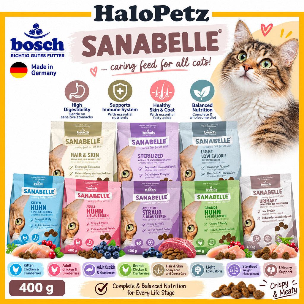 Sanabelle Cat Dry Food 400g Kitten Adult Sensitive Lamb Poultry Urinary Hair & Skin