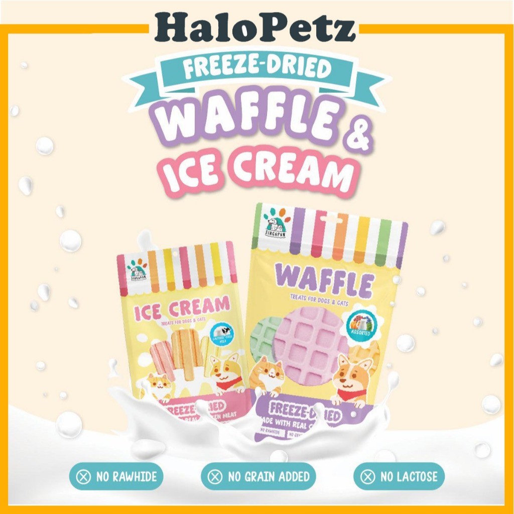 Singapaw Freeze Dried Waffles Ice Cream Treats 48g | Dog | Cats