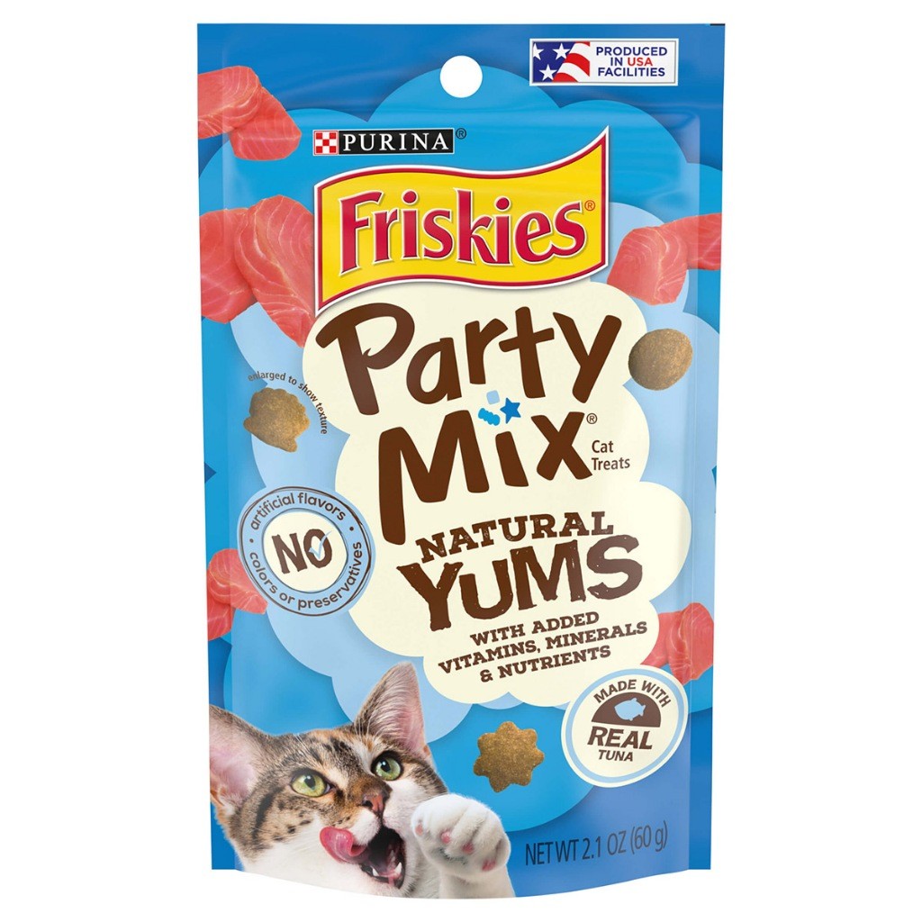 Friskies Party Mix Natural Yums Cat Treats 60g Tuna, Chicken, Salmon