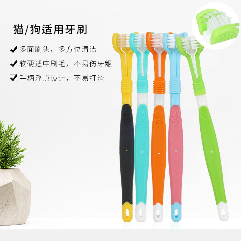Three-sided Pet Toothbrush For Dog and Cat