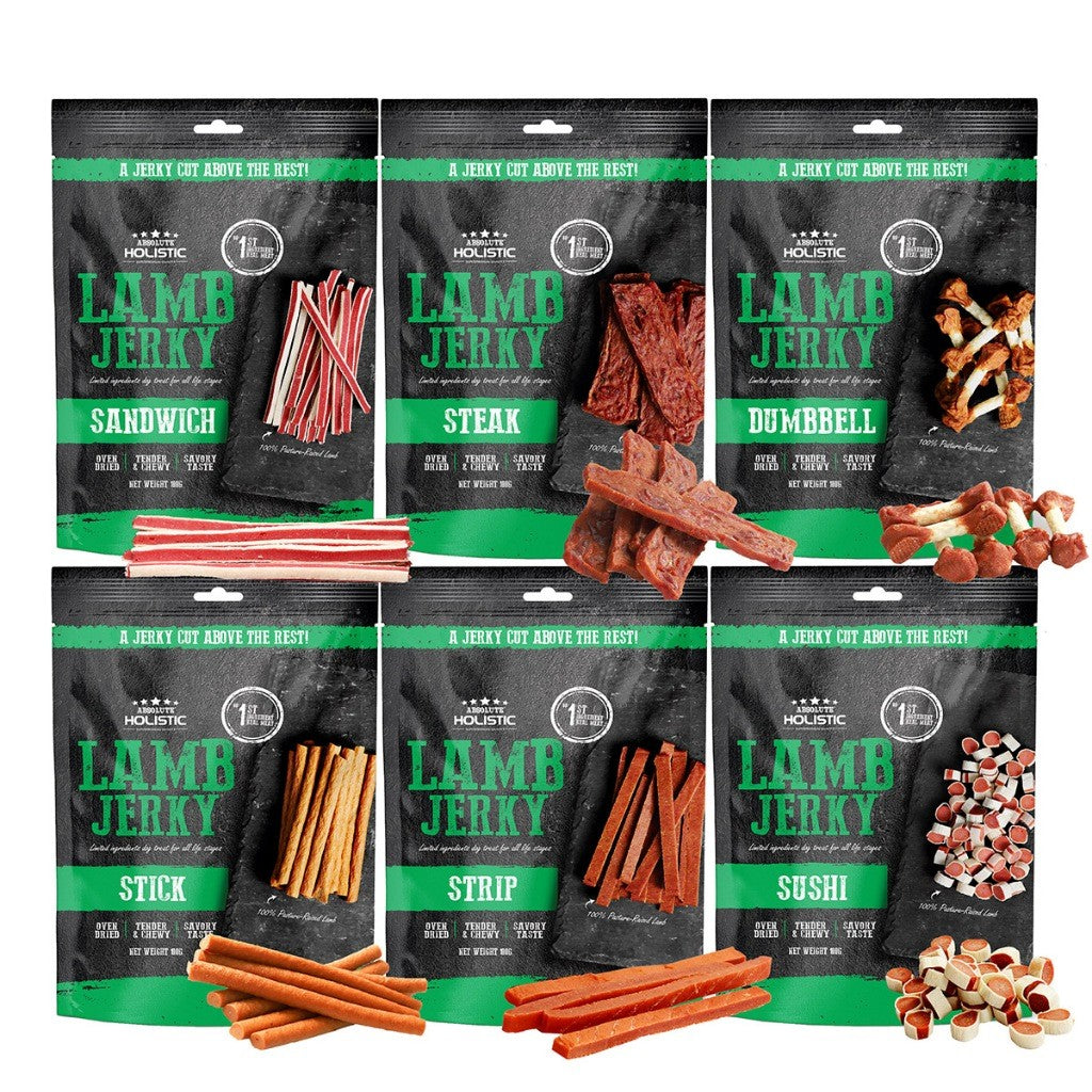 Absolute Holistic Dog Jerky Treats 100g | Salmon & Pork Flavours
