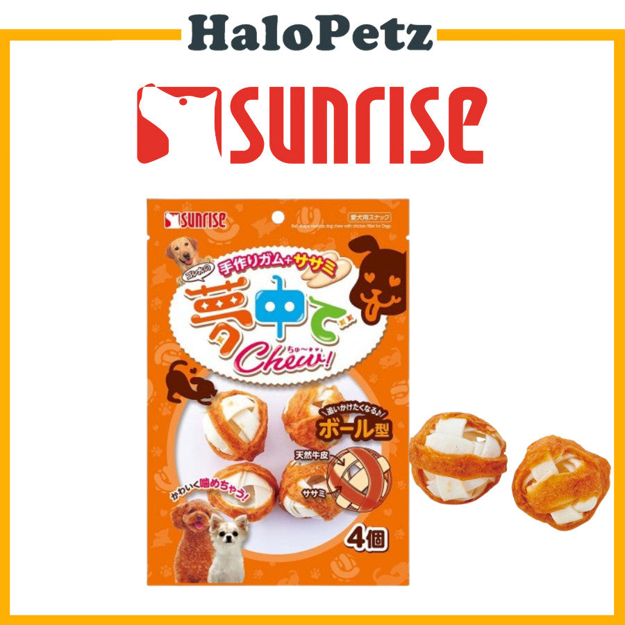 Sunrise Ball-shaped/Shoe-shaped Rawhide Dog Chew with Chicken Fillet 4pcs