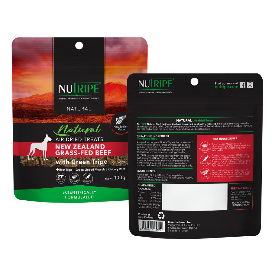 Nutripe Natural Air-Dried with Green Tripe Dog Treats 100g