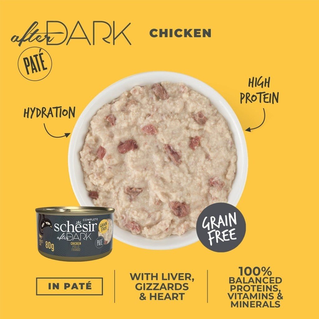 Schesir After Dark Wet Food for Adult Cats 80g - Broth, Pate, Mousse